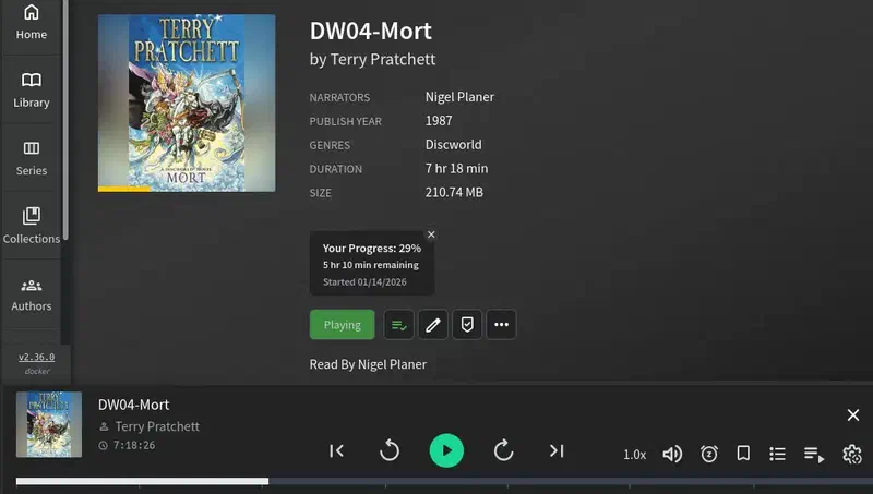 Screenshot of Audiobookshelf