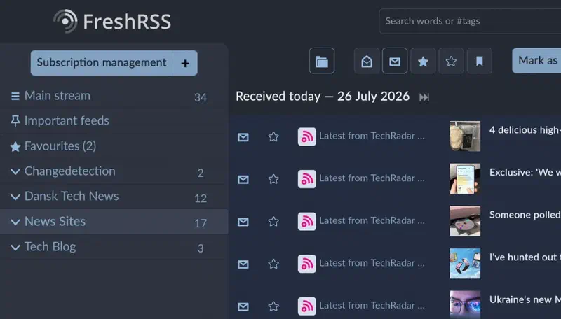 Screenshot of freshrss