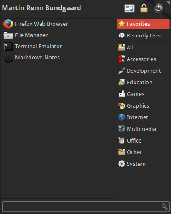 Whisker Menu Dark Theme