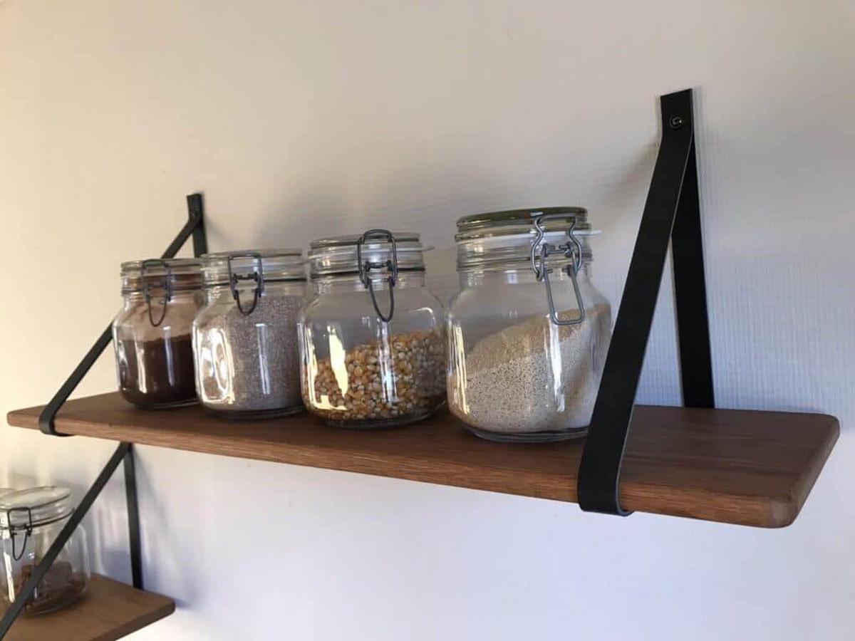 Wood Shelves With Leather Straps